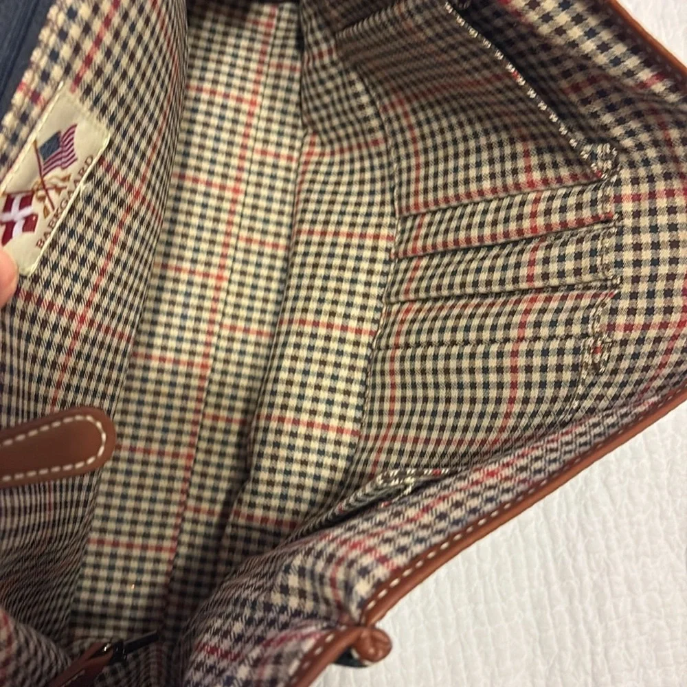 Baekgaard Navy and Brown Messenger Bag